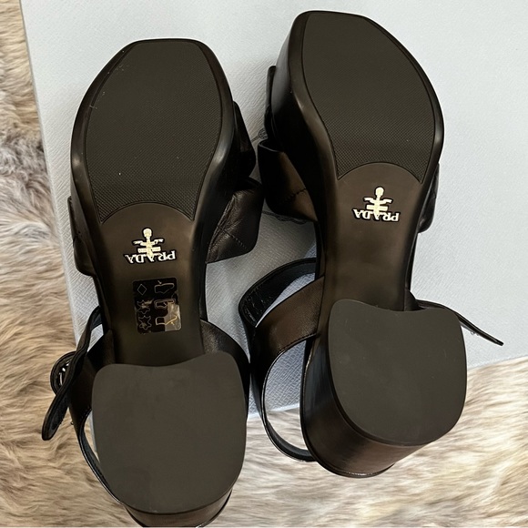 Prada Nappa Leather Platform Sandals Authentic Like New Size 37 1/2 US 7.5 - Picture 14 of 16